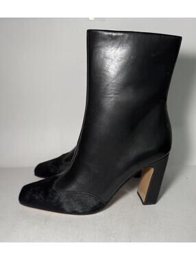 STEVE MADDEN Lyle Boot Leather Zipper Cow Hair Block Heel